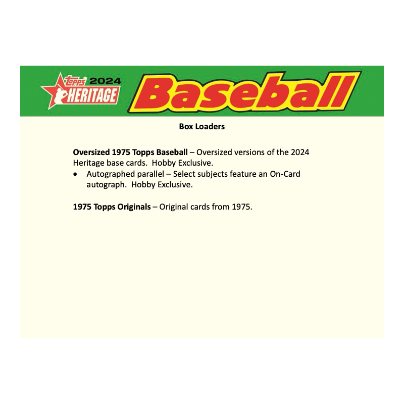 2024 Topps Heritage Baseball Hobby 12 Box Case