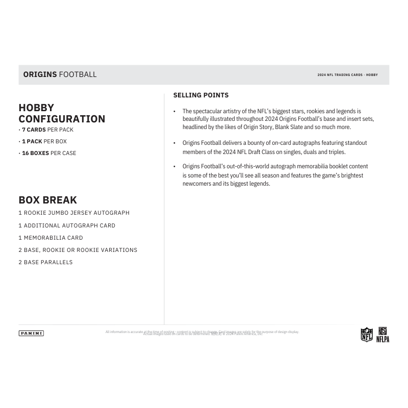 2024 Panini Origins Football Hobby Box